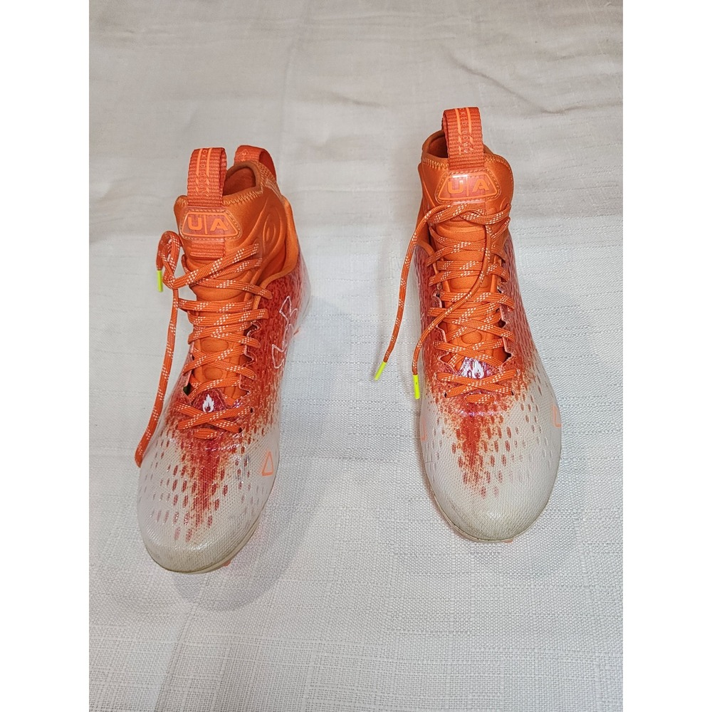 Under Armour Spotlight Lux MC 2.0 Football Cleats Orange White Mens 9